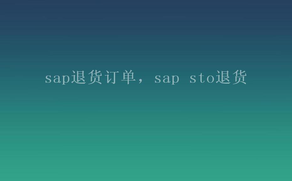 sap退货订单，sap sto退货2