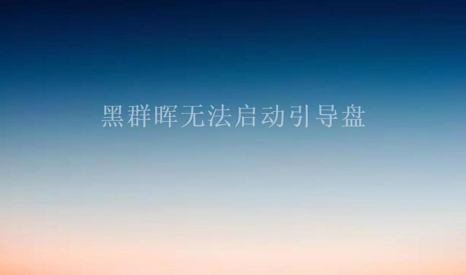 黑群晖无法启动引导盘1