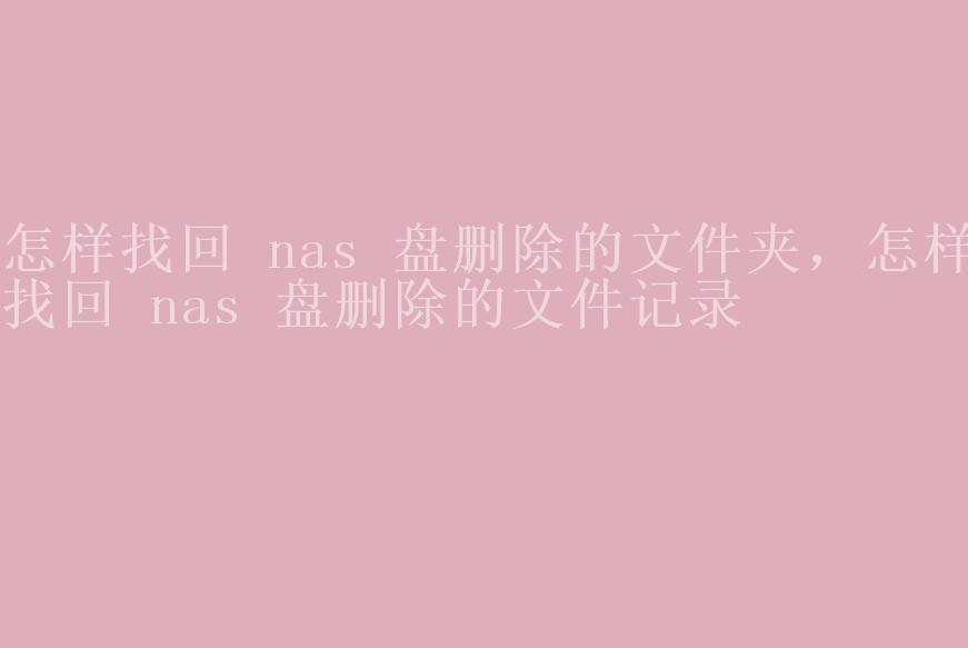 怎样找回 nas 盘删除的文件夹，怎样找回 nas 盘删除的文件记录2