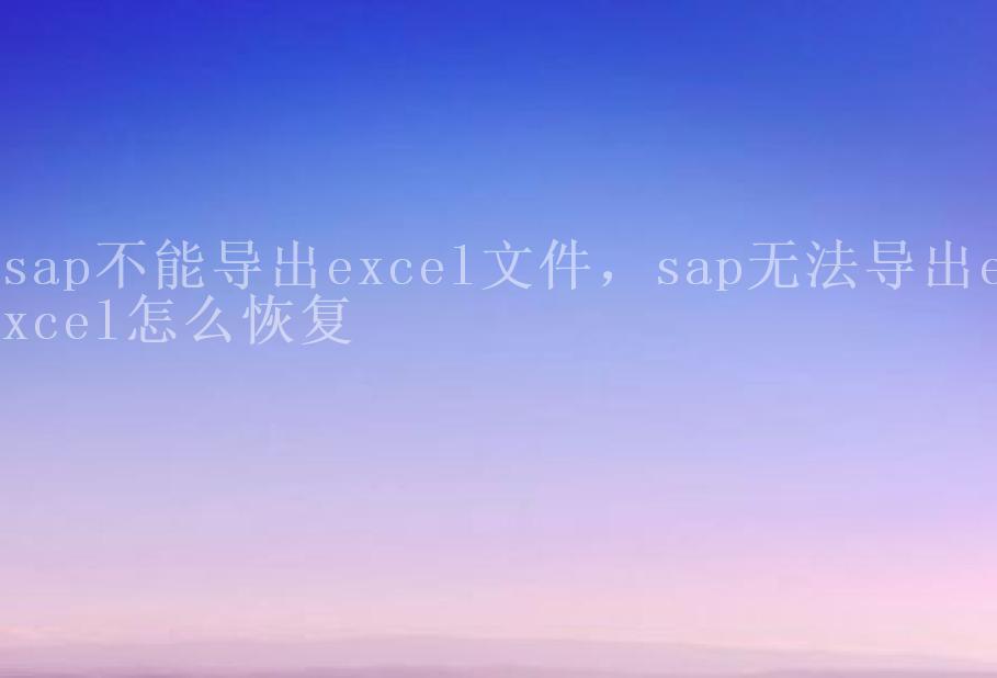 sap不能导出excel文件，sap无法导出excel怎么恢复2