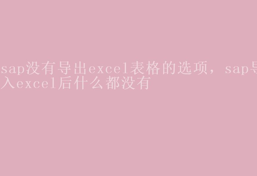 sap没有导出excel表格的选项，sap导入excel后什么都没有2