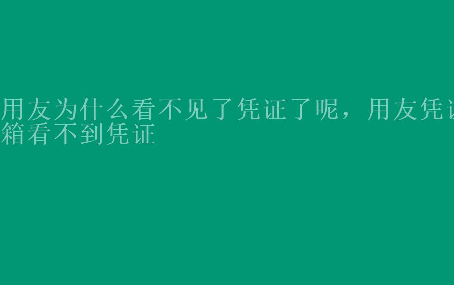 用友为什么看不见了凭证了呢，用友凭证箱看不到凭证1