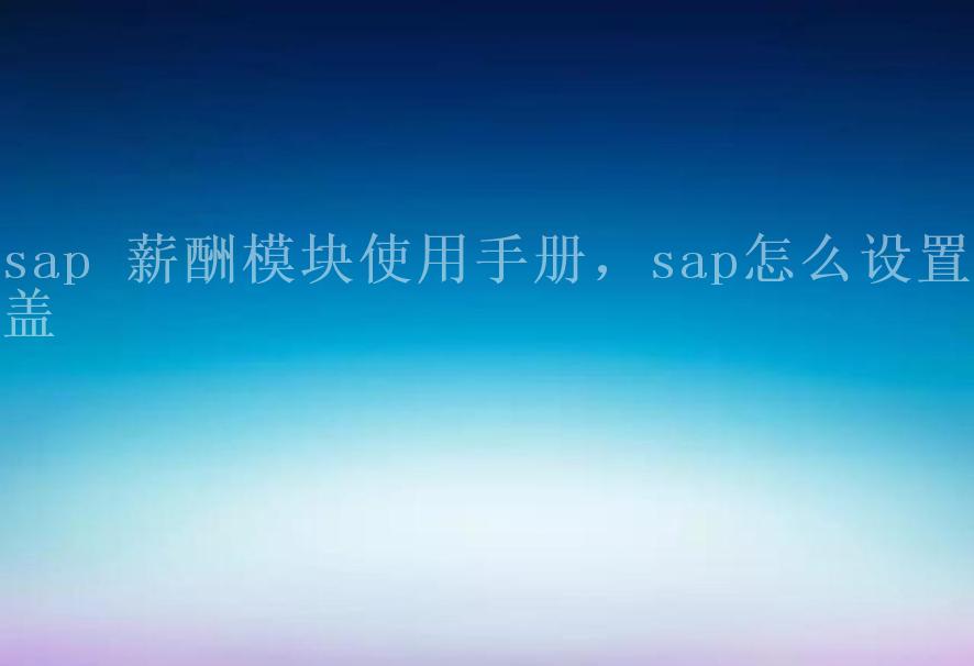 sap 薪酬模块使用手册，sap怎么设置覆盖1