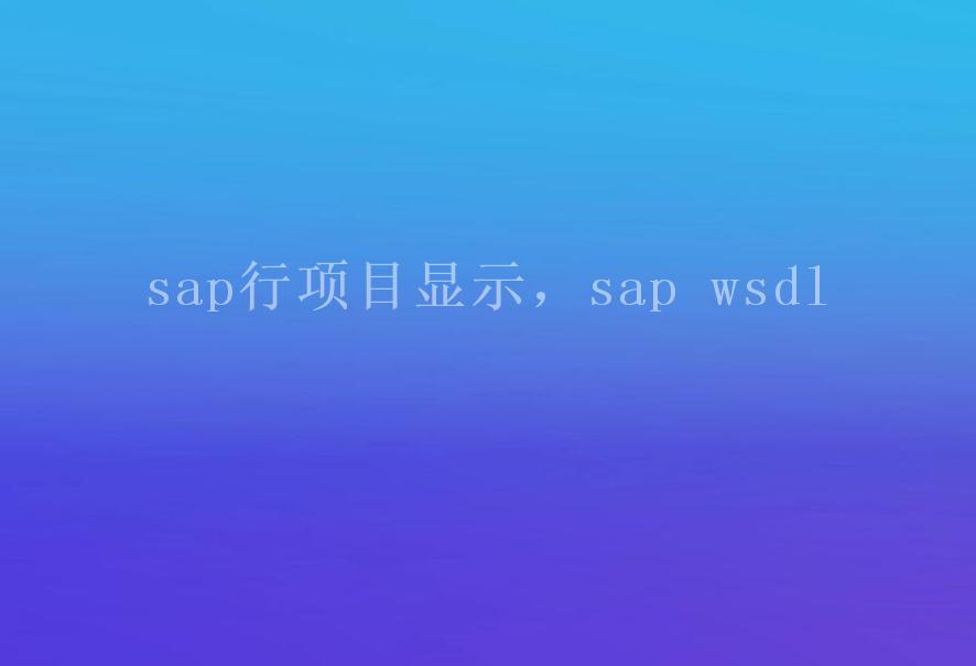 sap行项目显示，sap wsdl1