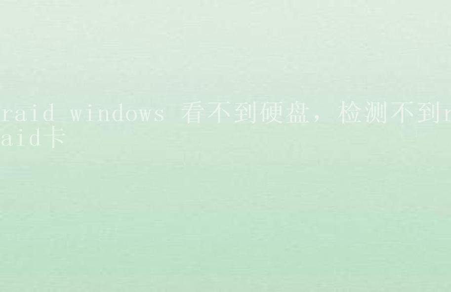 raid windows 看不到硬盘，检测不到raid卡2