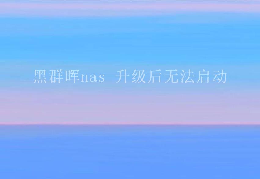 黑群晖nas 升级后无法启动1