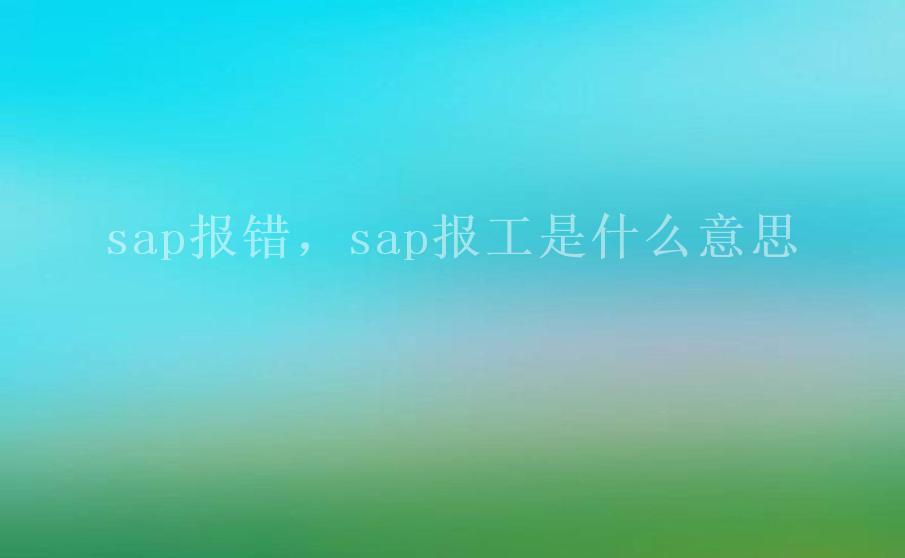 sap报错，sap报工是什么意思2