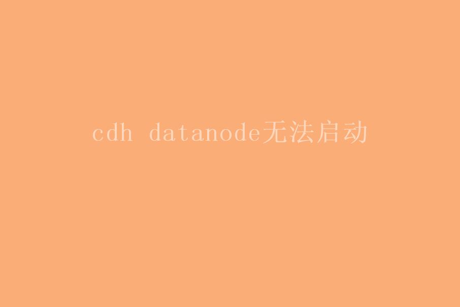 cdh datanode无法启动2