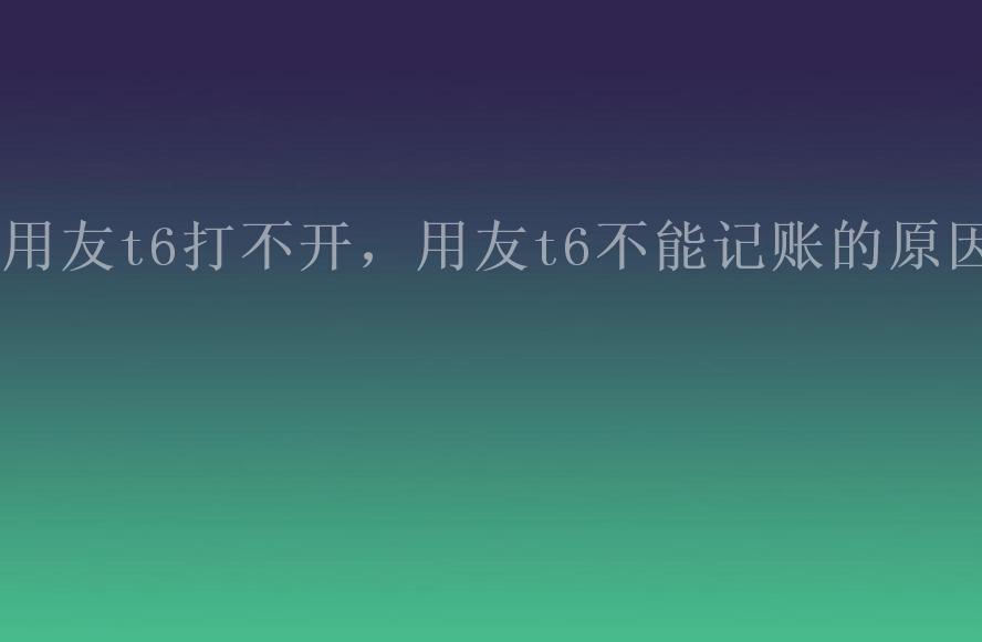 用友t6打不开，用友t6不能记账的原因2