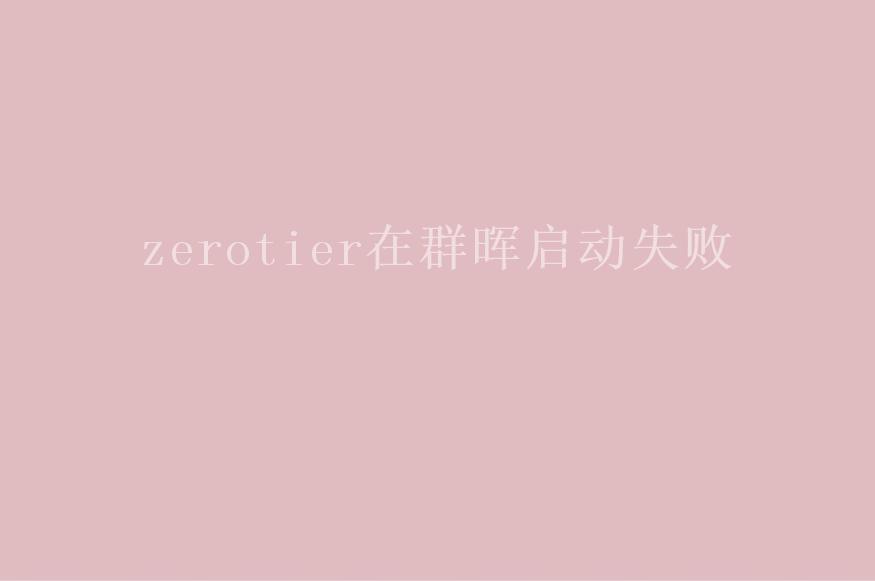 zerotier在群晖启动失败1