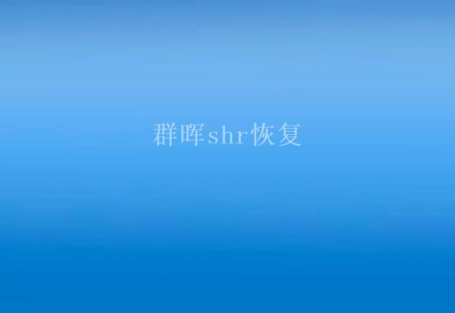 群晖shr恢复2